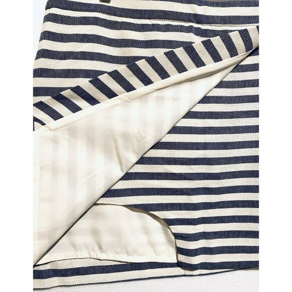 J Crew Skirt Womens 14 Navy Blue Ivory Stripped Faux Wrap Mini Nautical Preppy - Picture 3 of 7